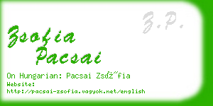 zsofia pacsai business card